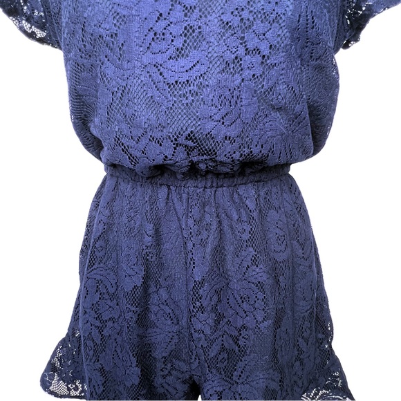 ❌SOLD❌ Abercrombie & Fitch Lace Ruffle Detail Romper, Navy Blue, Medium - Picture 10 of 17